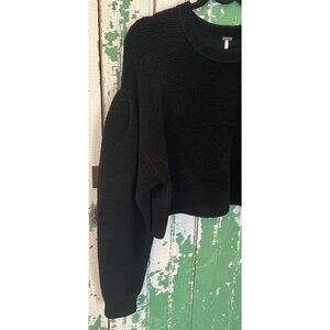 Free People Soft Black Ribbed Knit Sweater Size M